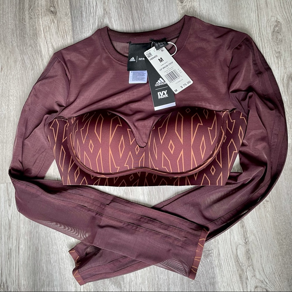 NWT IVY PARK x Adidas Sheer Monogram Crop Top - Limited Edition Icy Park size Md